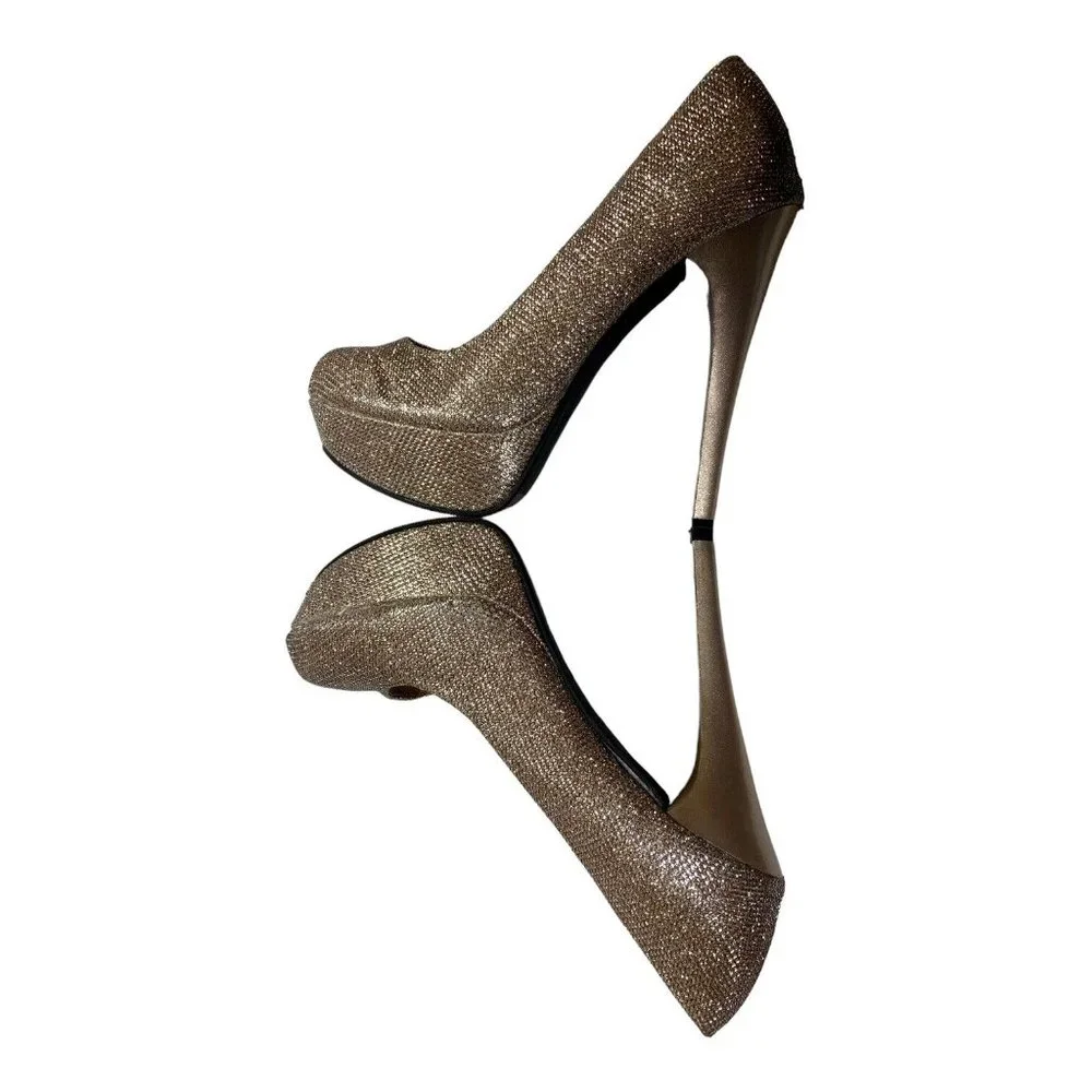 BODY CENTRAL Shoes Womens 6.5M Gold Metallic Platform Stiletto Heels